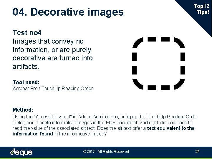 04. Decorative images Top 12 Tips! Test no 4 Images that convey no information,