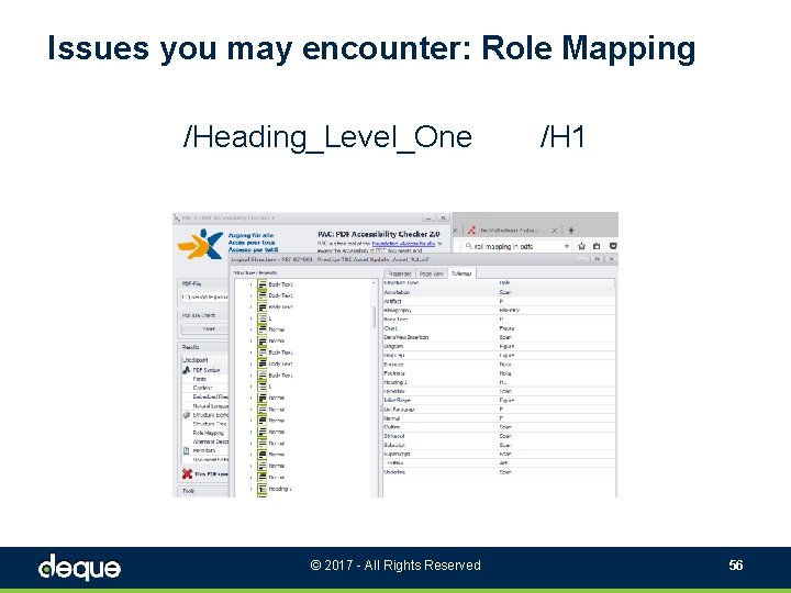 Issues you may encounter: Role Mapping /Heading_Level_One © 2017 - All Rights Reserved /H