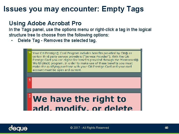 Issues you may encounter: Empty Tags Using Adobe Acrobat Pro In the Tags panel,