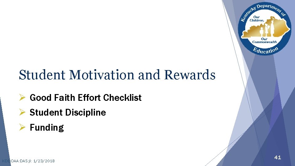 Student Motivation and Rewards Ø Good Faith Effort Checklist Ø Student Discipline Ø Funding