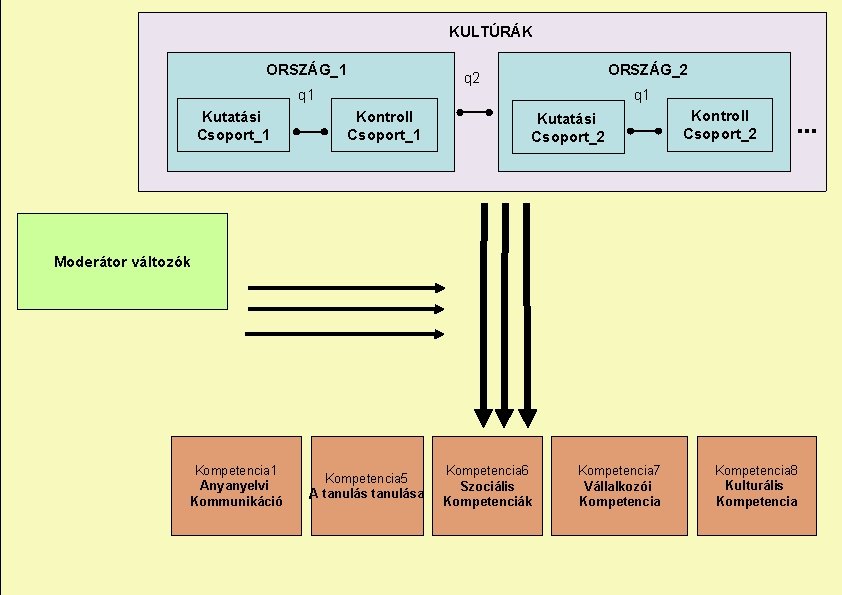 KULTÚRÁK ORSZÁG_1 ORSZÁG_2 q 1 Kutatási Csoport_1 q 1 Kontroll Csoport_1 Kutatási Csoport_2 Kontroll