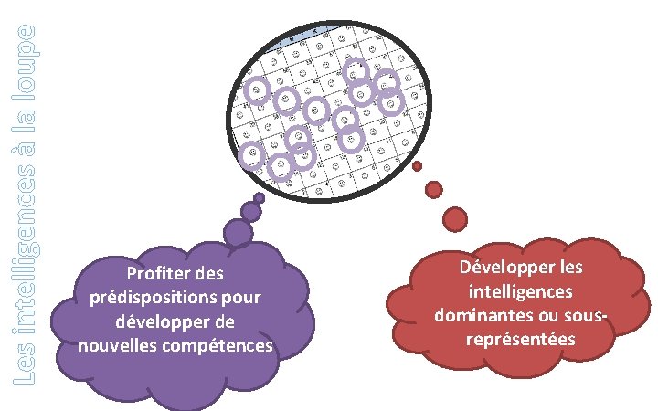 Les intelligences à la loupe Profiter des prédispositions pour développer de nouvelles compétences Développer