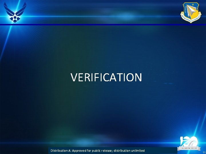 VERIFICATION DISTRIBUTION A: Approved for public release; distribution unlimited (CASE NUMBER GOES HERE) Distribution