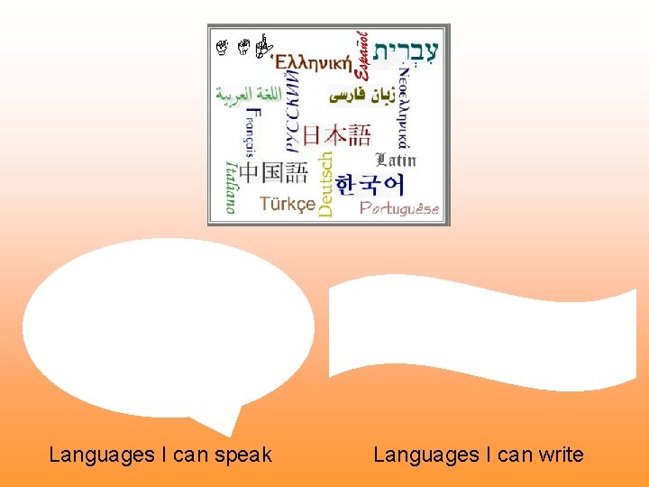 Languages I can speak Languages I can write 