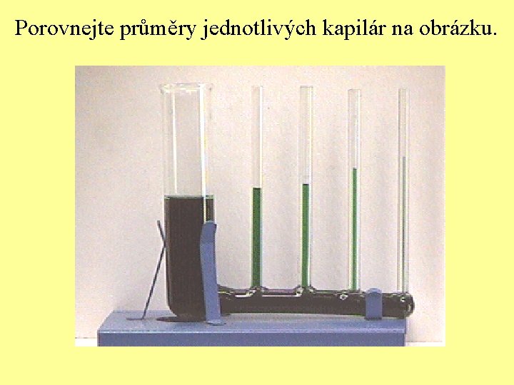 Porovnejte průměry jednotlivých kapilár na obrázku. 