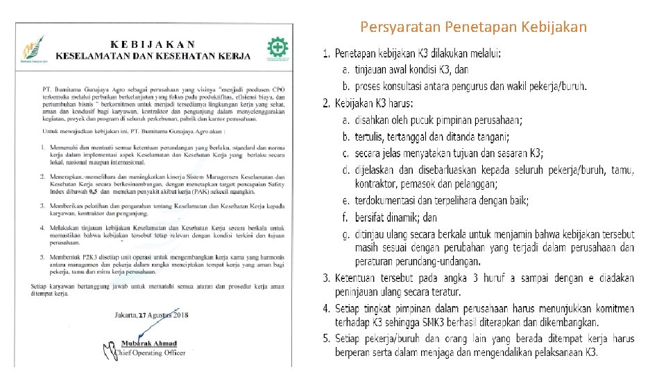 Persyaratan Penetapan Kebijakan Persyaratan Penetapan Kebijakan