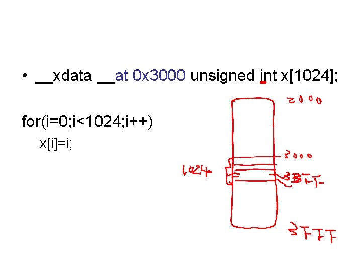  • __xdata __at 0 x 3000 unsigned int x[1024]; for(i=0; i<1024; i++) x[i]=i;