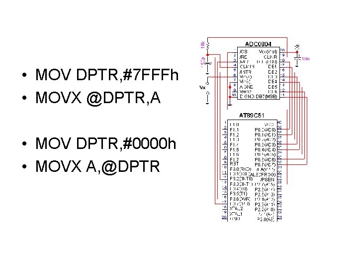  • MOV DPTR, #7 FFFh • MOVX @DPTR, A • MOV DPTR, #0000