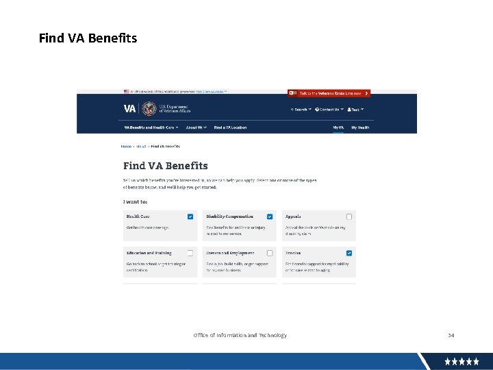 Find VA Benefits Office of Information and Technology 34 