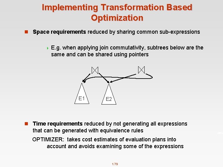 Implementing Transformation Based Optimization n Space requirements reduced by sharing common sub-expressions 4 E.