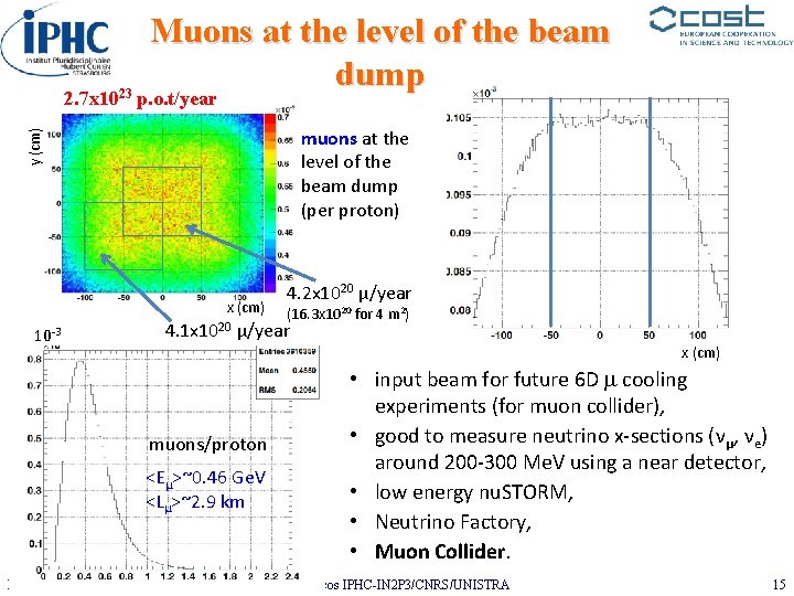 Muons at the level of the beam dump 2. 7 x 1023 p. o.