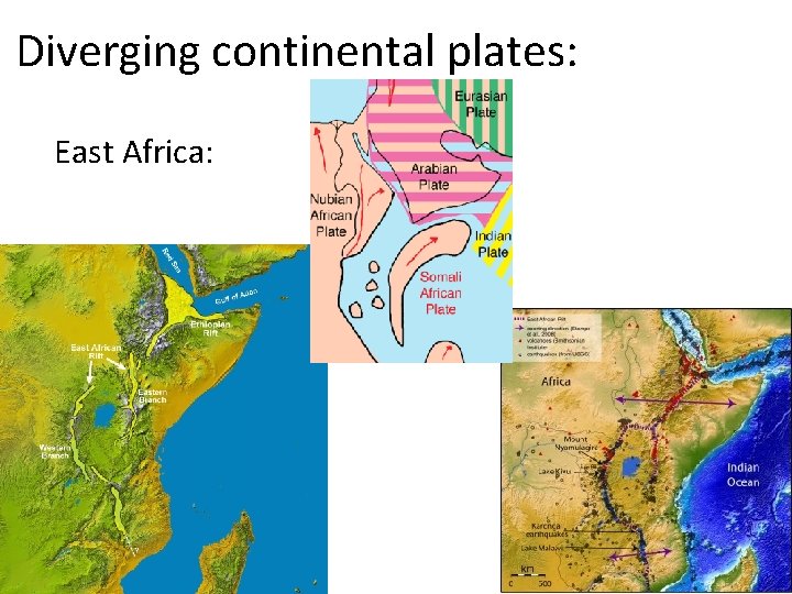 Diverging continental plates: East Africa: Diverging continental plates: East Africa: