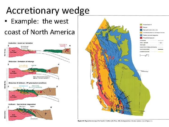 Accretionary wedge • Example: the west coast of North America Accretionary wedge • Example: the west coast of North America