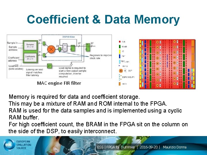 Coefficient & Data Memory MAC engine FIR filter Memory is required for data and