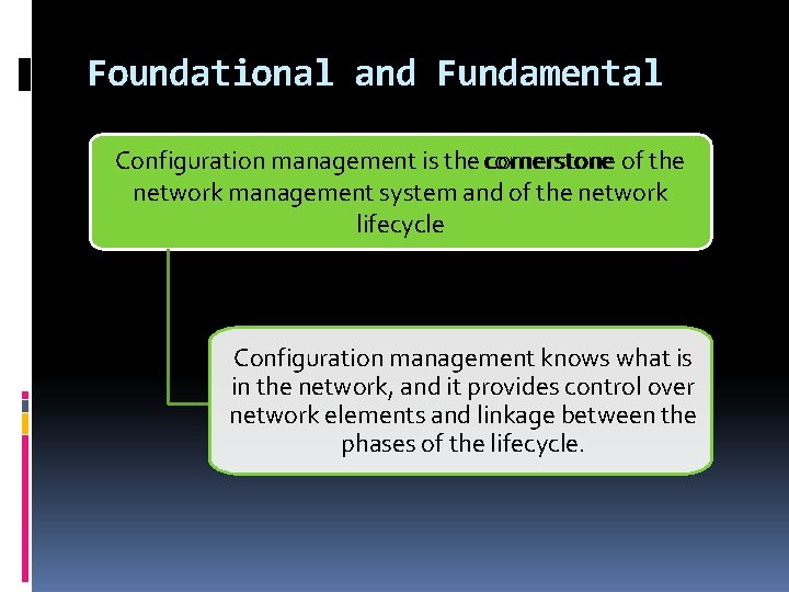 Foundational and Fundamental Configuration management is the cornerstone of the cornerstone network management system