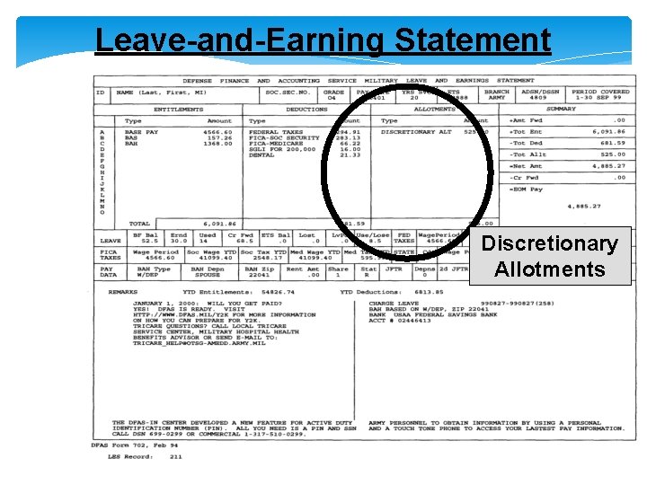Leave-and-Earning Statement Discretionary Allotments 