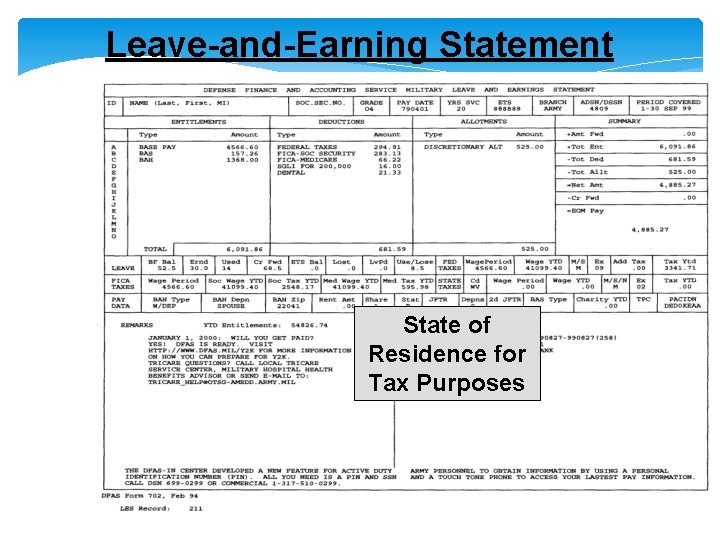 Leave-and-Earning Statement State of Residence for Tax Purposes 