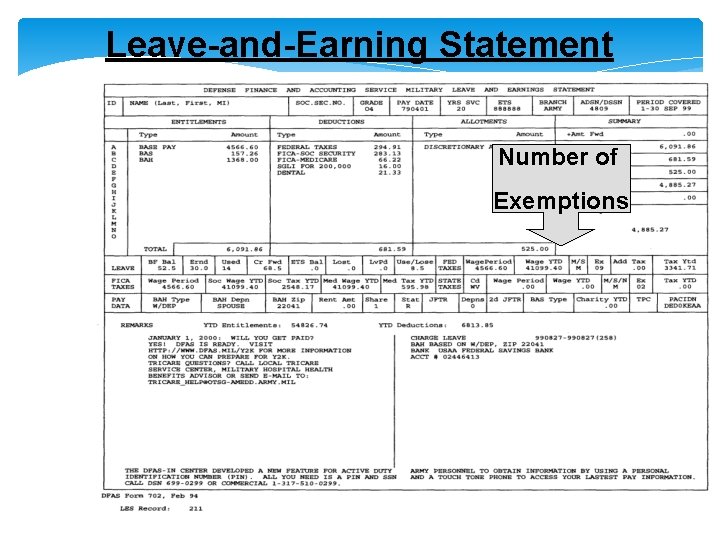 Leave-and-Earning Statement Number of Exemptions 