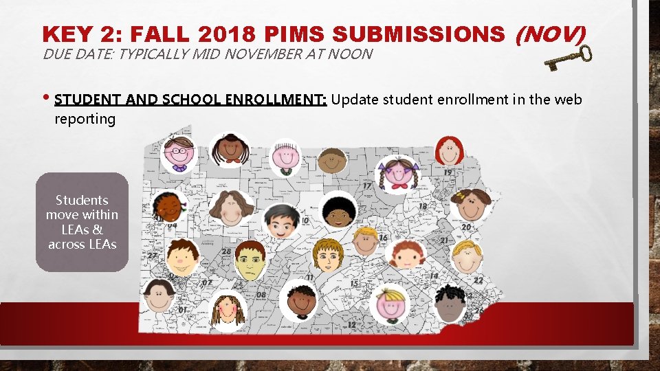 KEY 2: FALL 2018 PIMS SUBMISSIONS (NOV) DUE DATE: TYPICALLY MID NOVEMBER AT NOON
