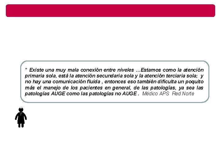 “ Existe una muy mala conexión entre niveles …Estamos como la atención primaria sola,