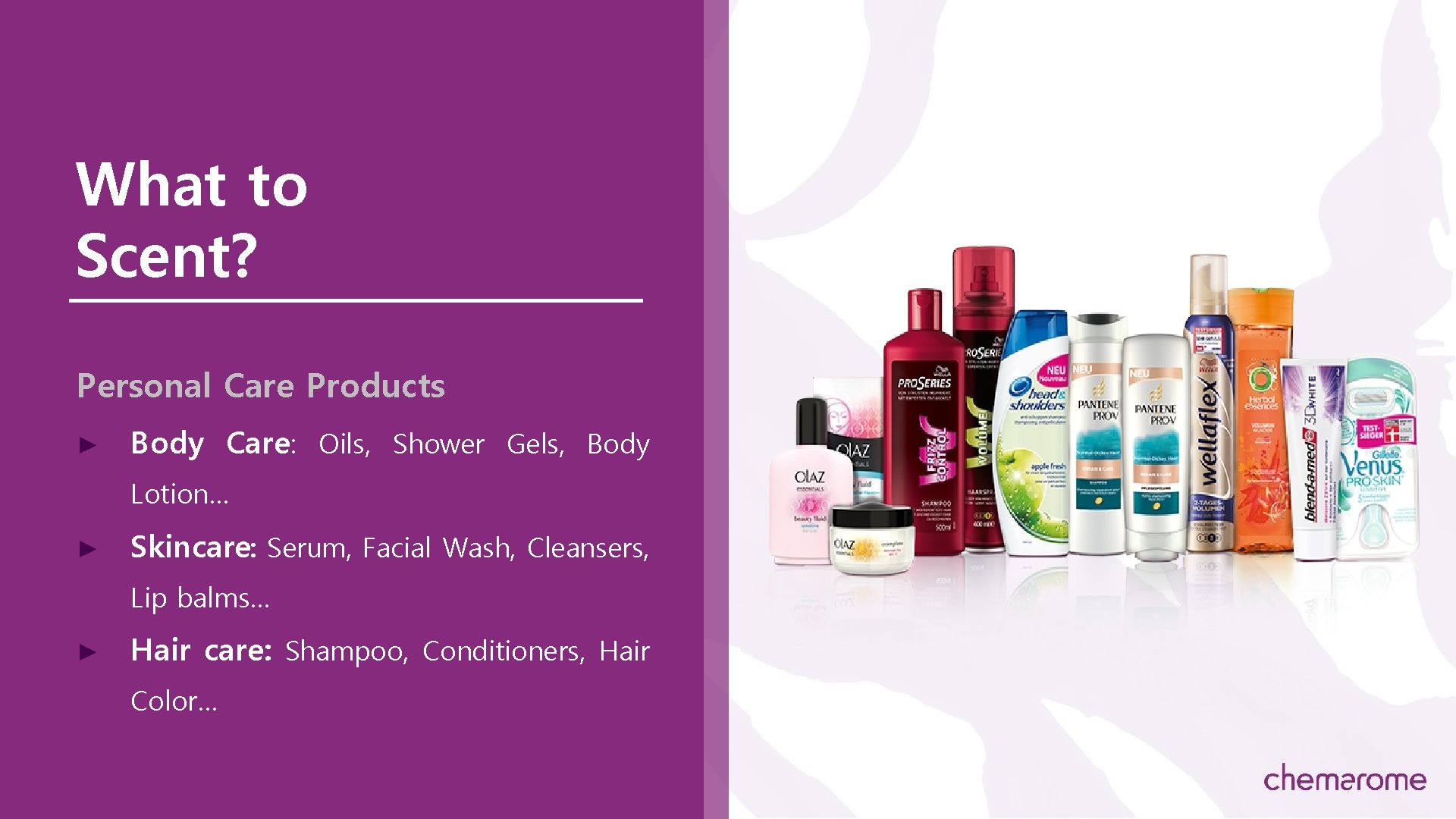 What to Scent? Personal Care Products ► Body Care: Oils, Shower Gels, Body Lotion…