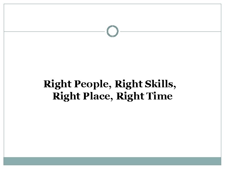 Right People, Right Skills, Right Place, Right Time 