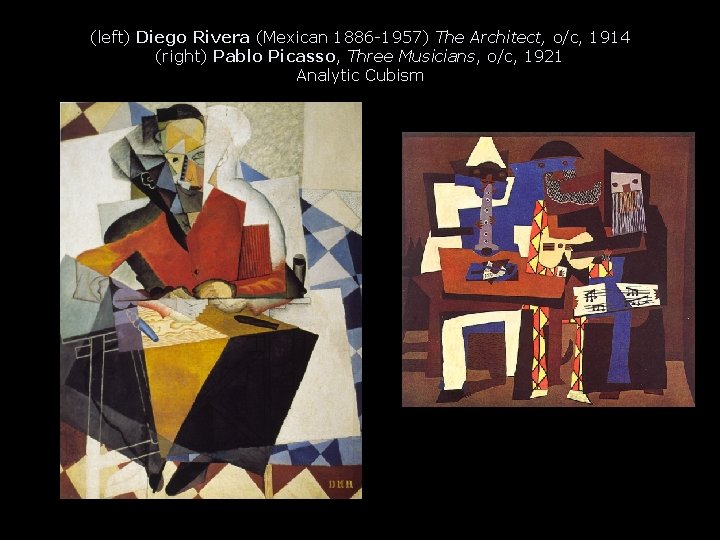 (left) Diego Rivera (Mexican 1886 -1957) The Architect, o/c, 1914 (right) Pablo Picasso, Three