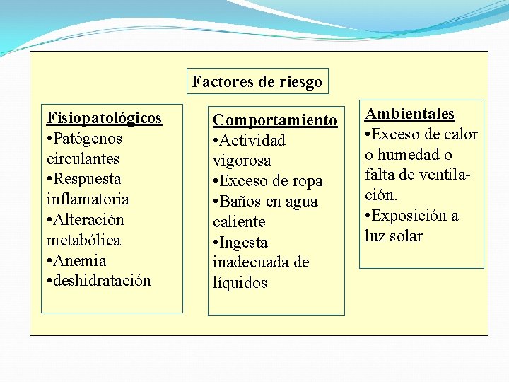 Factores de riesgo Fisiopatológicos • Patógenos circulantes • Respuesta inflamatoria • Alteración metabólica •
