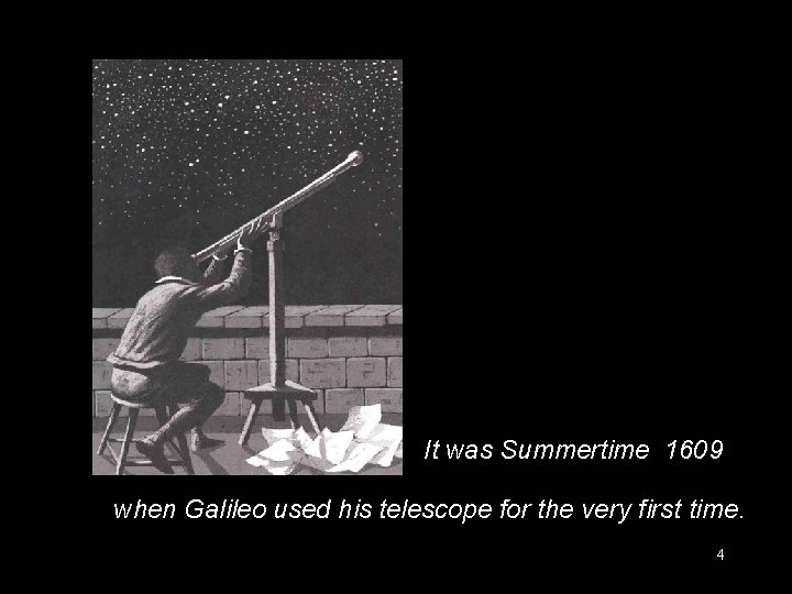 It was Summertime 1609 when Galileo used his telescope for the very first time.
