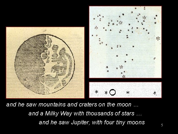 and he saw mountains and craters on the moon … and a Milky Way