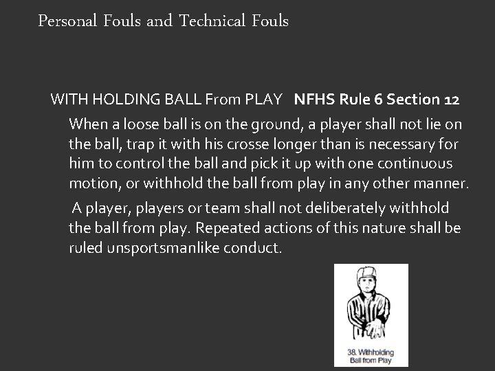 Personal Fouls and Technical Fouls WITH HOLDING BALL From PLAY NFHS Rule 6 Section