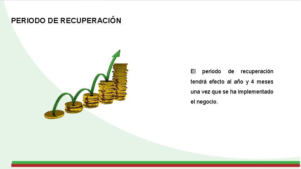 PERIODO DE RECUPERACIÓN El periodo de recuperación tendrá efecto al año y 4 meses