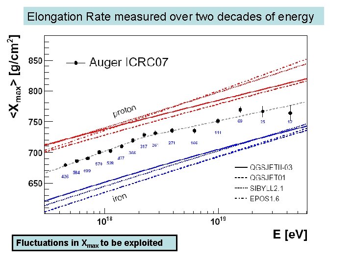 Elongation Rate measured over two decades of energy Fluctuations in Xmax to be exploited