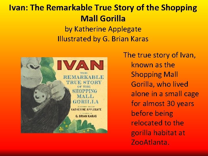 Ivan: The Remarkable True Story of the Shopping Mall Gorilla by Katherine Applegate Illustrated