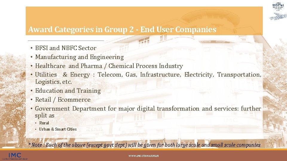 Award Categories in Group 2 - End User Companies • BFSI and NBFC Sector