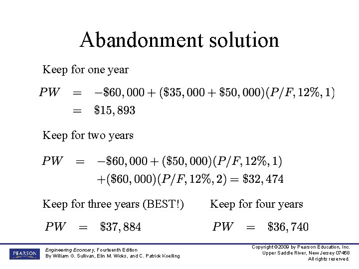 Abandonment solution Keep for one year Keep for two years Keep for three years