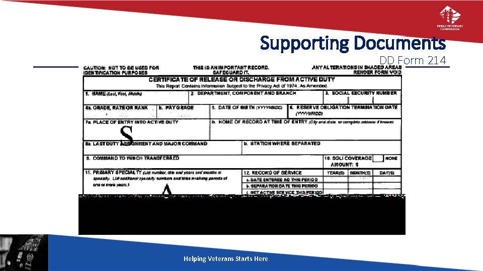 Supporting Documents DD Form 214 Helping Veterans Starts Here 