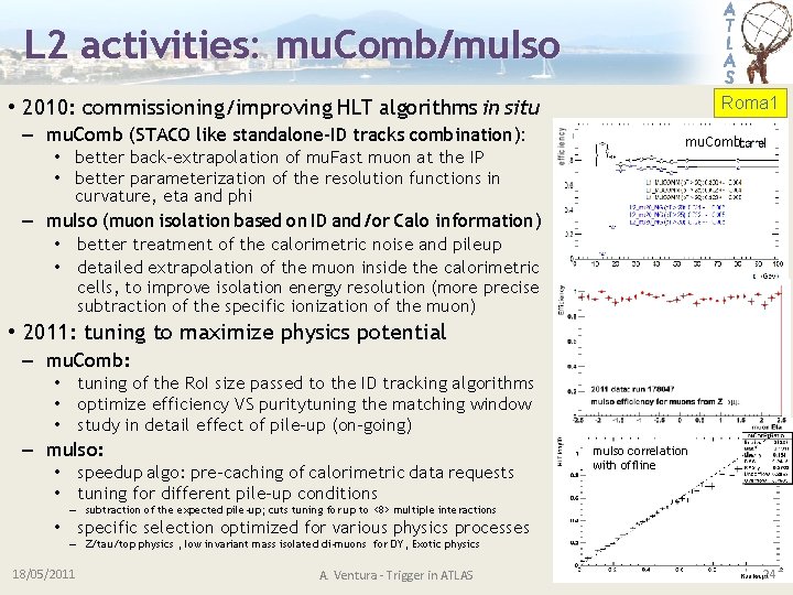 L 2 activities: mu. Comb/mu. Iso Roma 1 • 2010: commissioning/improving HLT algorithms in