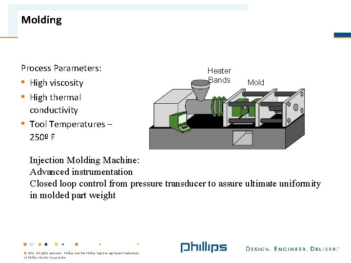 Molding Process Parameters: • High viscosity • High thermal conductivity • Tool Temperatures –