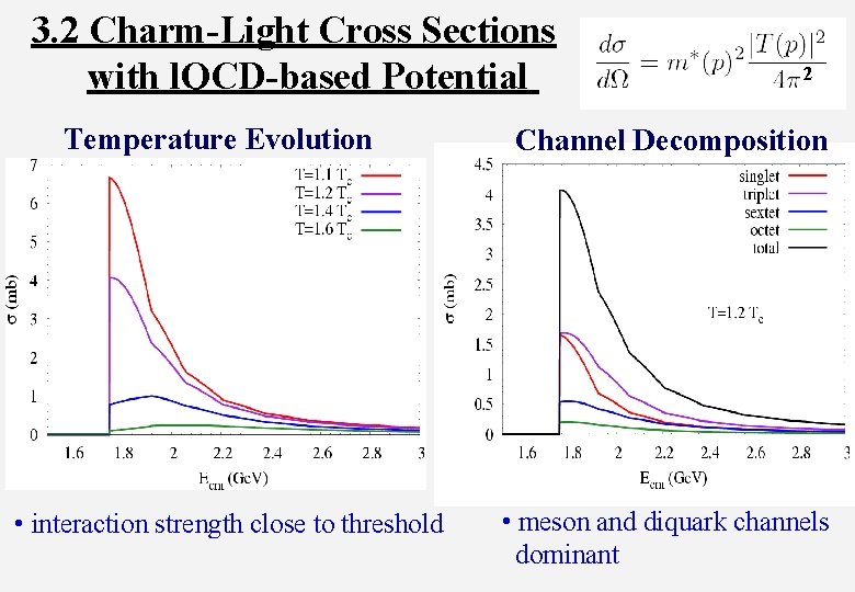 3. 2 Charm-Light Cross Sections with l. QCD-based Potential Temperature Evolution • interaction strength