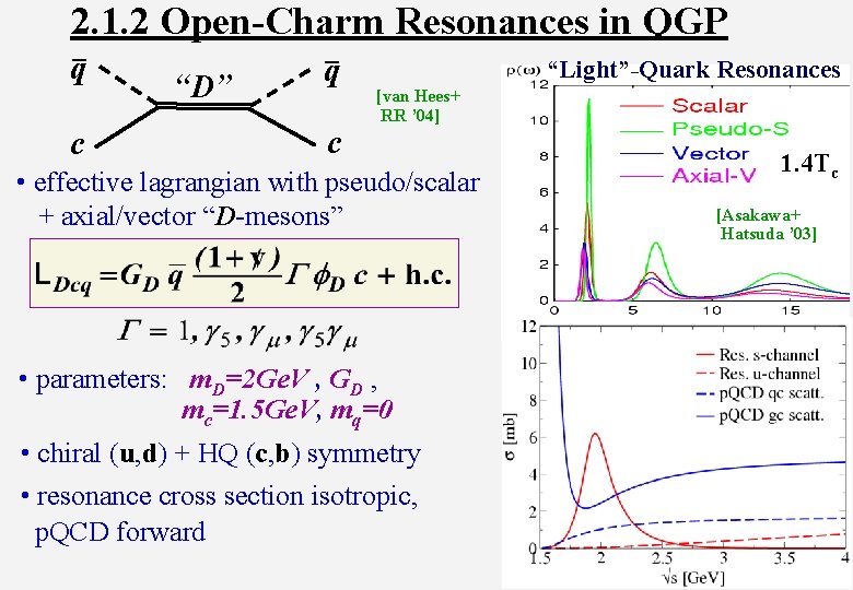 2. 1. 2 Open-Charm Resonances in QGP _ q c _ “D” q c