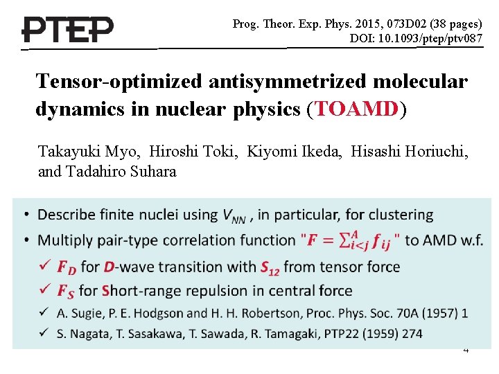 Prog. Theor. Exp. Phys. 2015, 073 D 02 (38 pages) DOI: 10. 1093/ptep/ptv 087