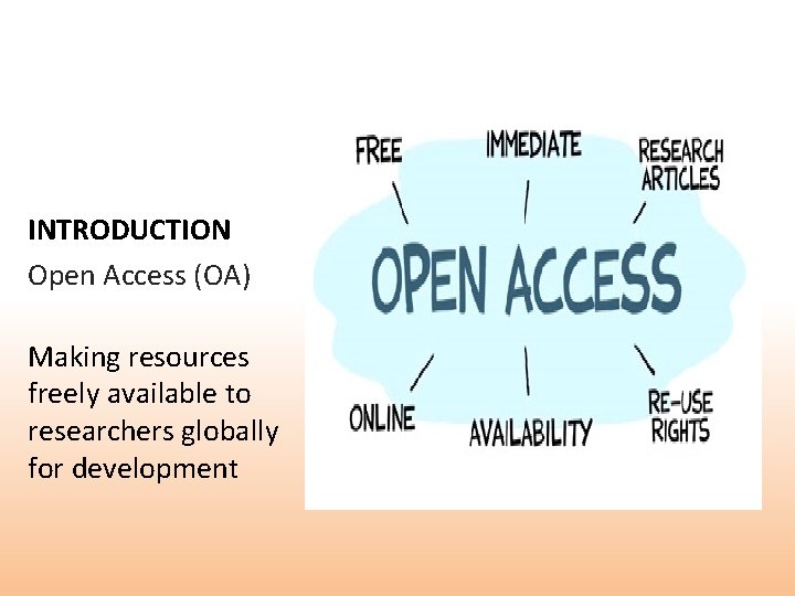 Introduction INTRODUCTION Open Access (OA) Making resources freely available to researchers globally for development