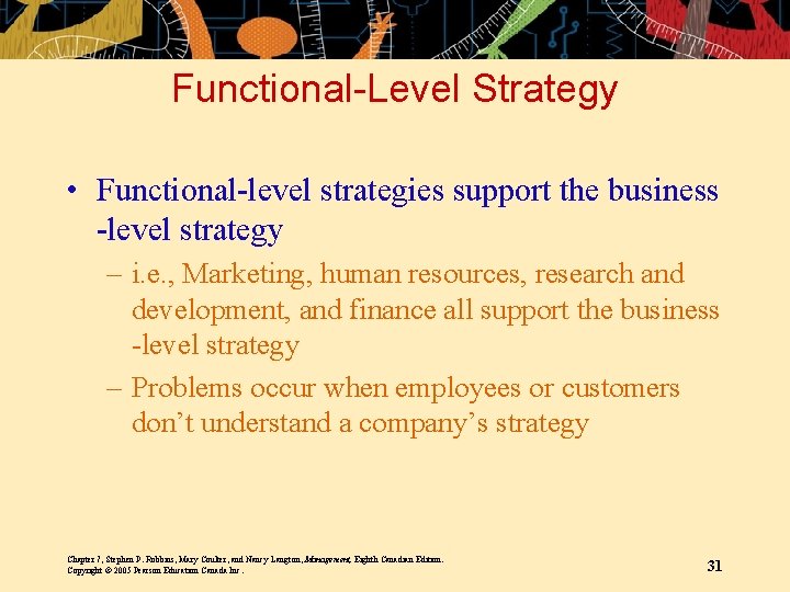 Functional-Level Strategy • Functional-level strategies support the business -level strategy – i. e. ,