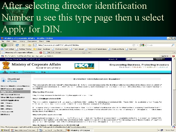 After selecting director identification Number u see this type page then u select Apply