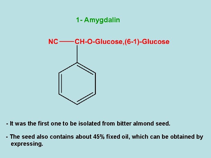 1 - Amygdalin - It was the first one to be isolated from bitter