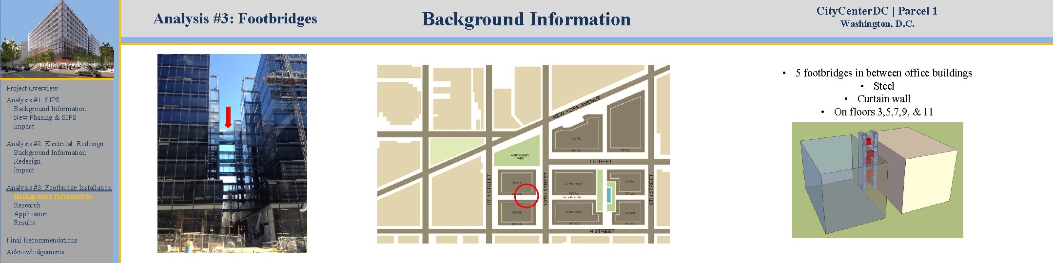 Analysis #3: Footbridges Project Overview Analysis #1: SIPS Background Information New Phasing & SIPS