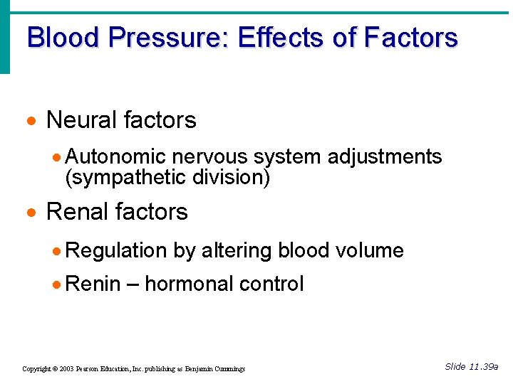 Blood Pressure: Effects of Factors · Neural factors · Autonomic nervous system adjustments (sympathetic Blood Pressure: Effects of Factors · Neural factors · Autonomic nervous system adjustments (sympathetic