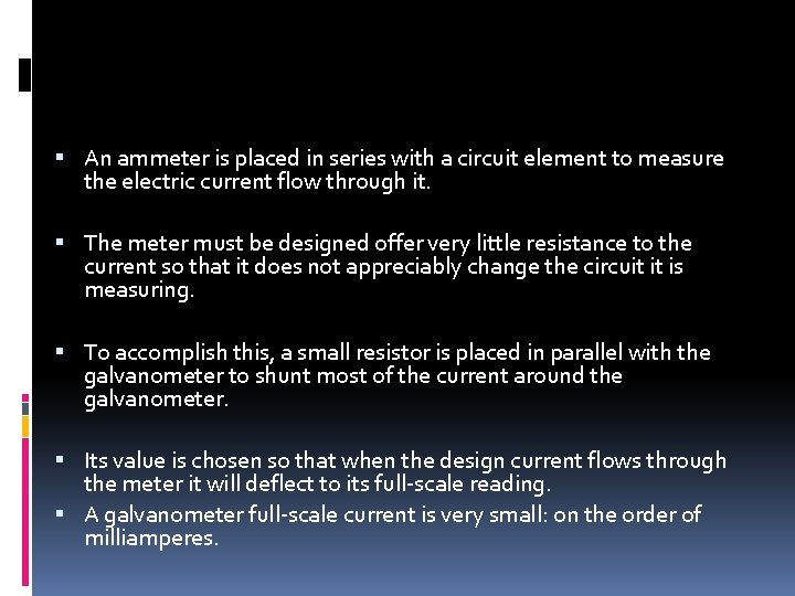 An ammeter is placed in series with a circuit element to measure the An ammeter is placed in series with a circuit element to measure the