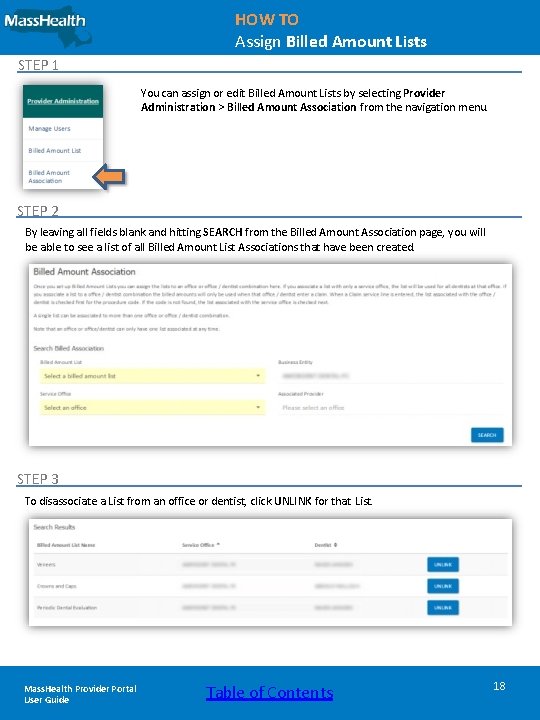 HOW TO Assign Billed Amount Lists STEP 1 You can assign or edit Billed